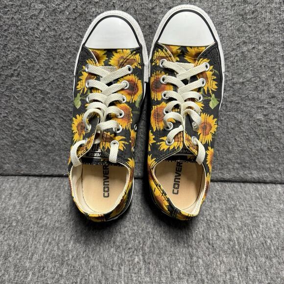 Converse Chuck Taylor Shoes Womens 7 Mens 5 Black Sunflower All Star - Picture 2 of 8